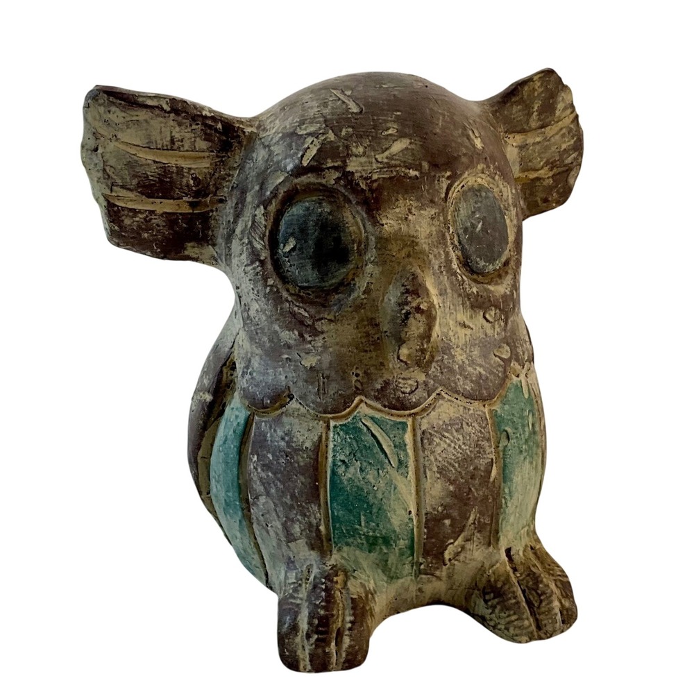 Terra Cotta Owl Sculpture Figurine Hard to Find‎